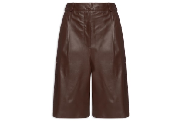 Bermuda Feminina Jolene Couro - Marrom