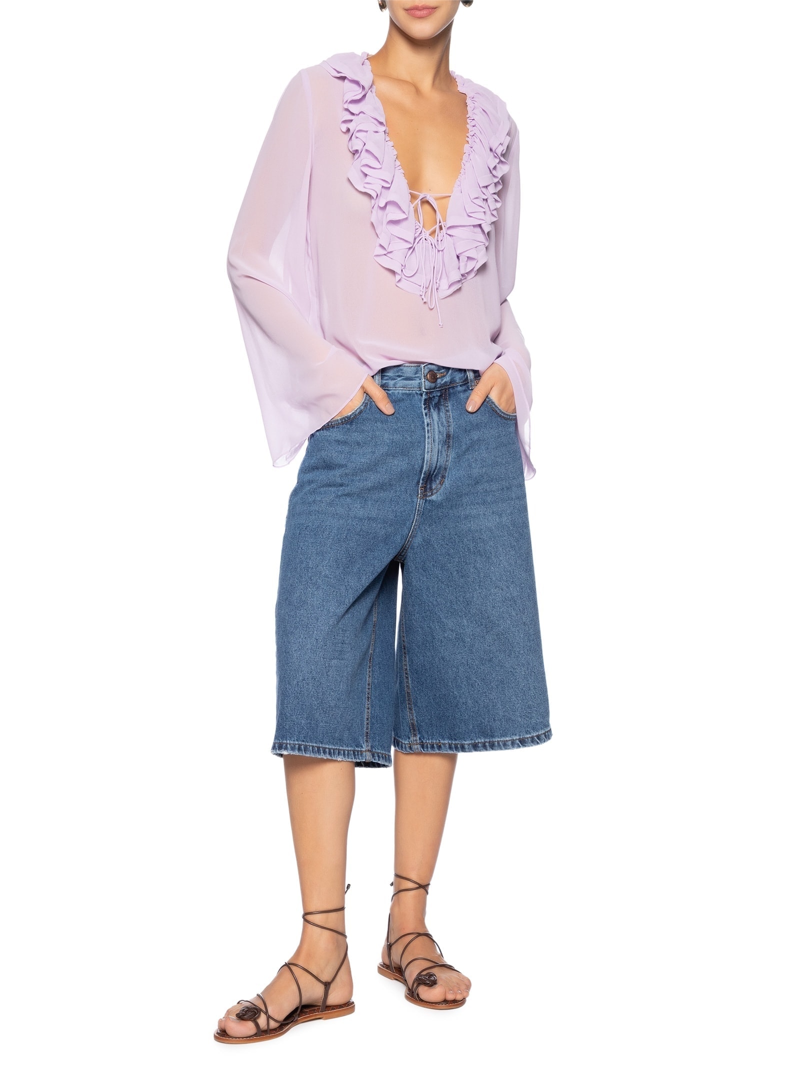 Bermuda Feminina Jorts Jeans Azul Farm