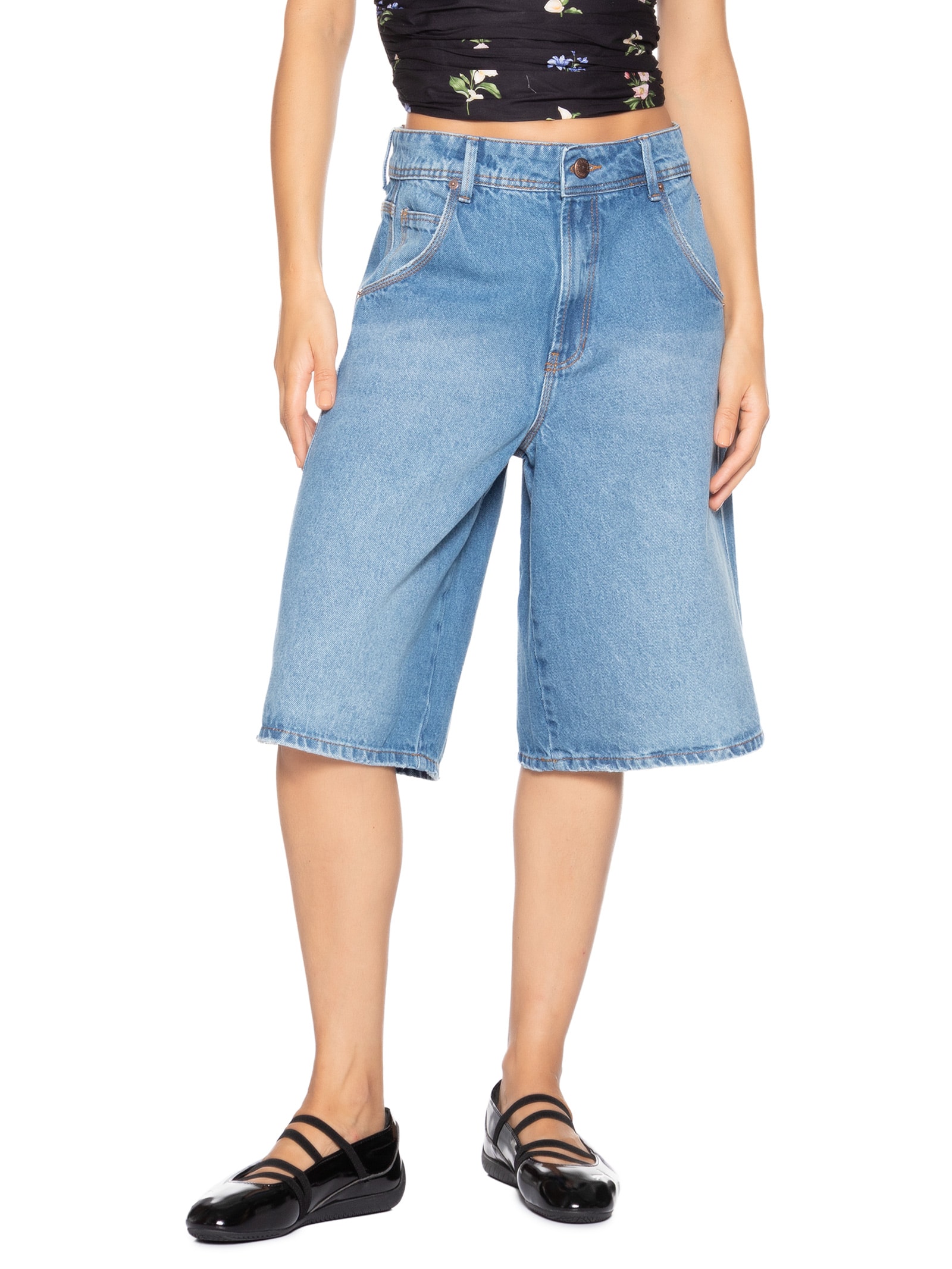 Bermuda Feminina Jorts Jeans Azul Farm