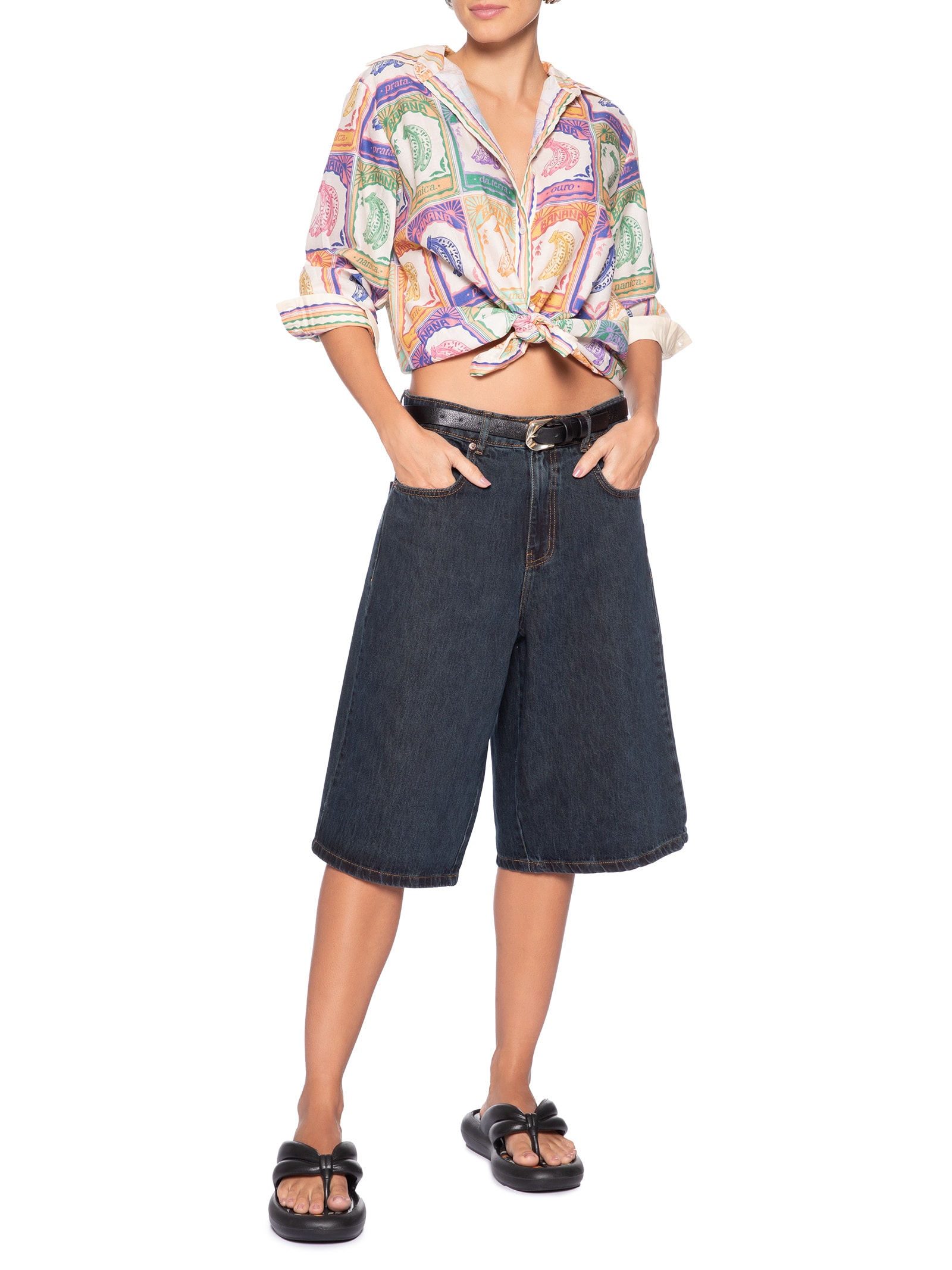 Bermuda Feminina Jorts Jeans Azul Farm