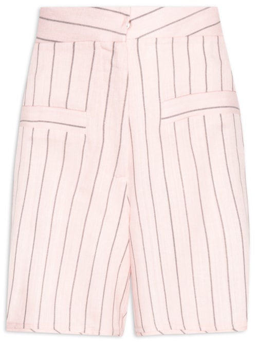 Bermuda Feminina Linho Listrada – Rosa