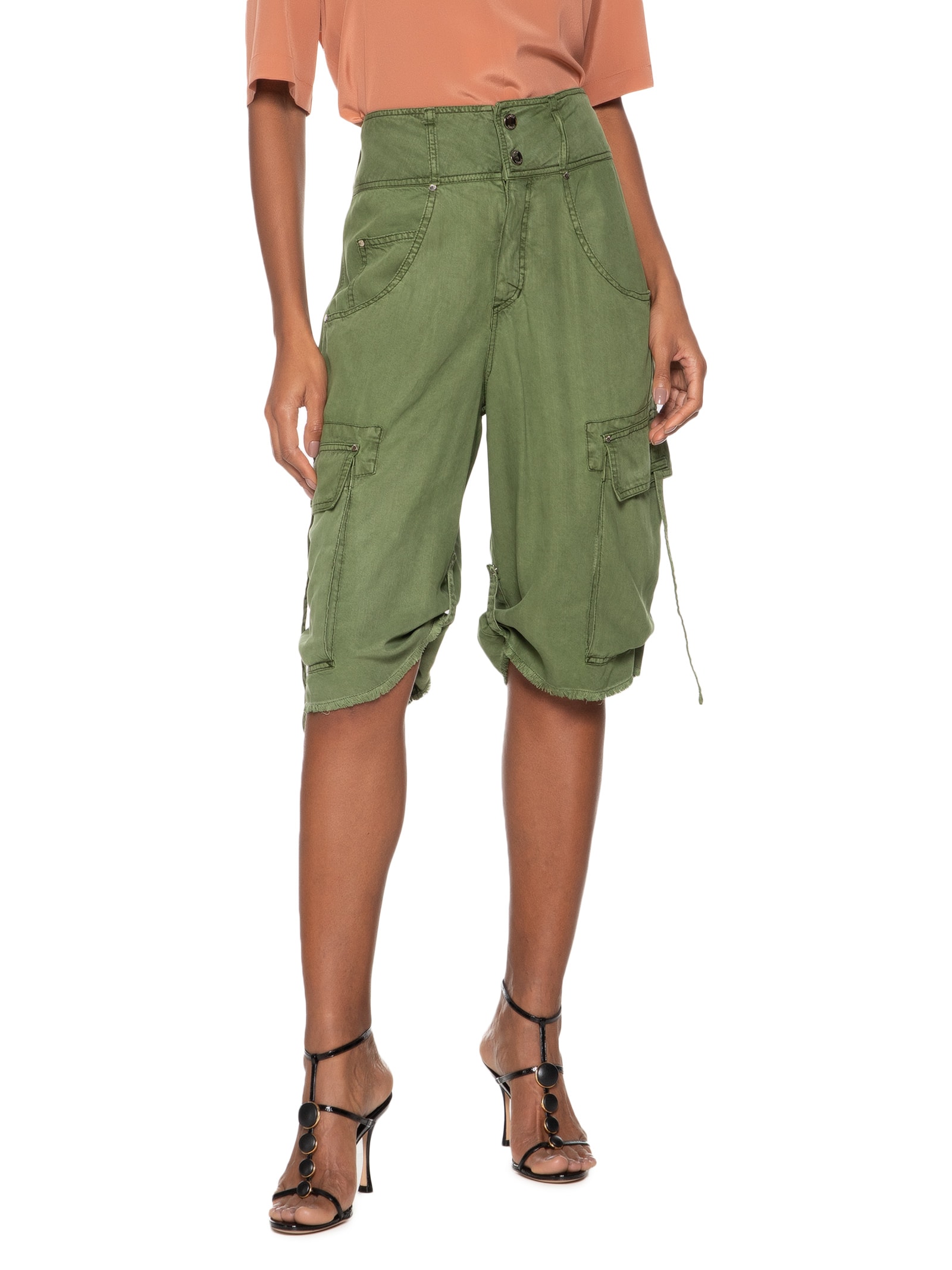 Bermuda Feminina Loose Tencel Confrei Verde Animale