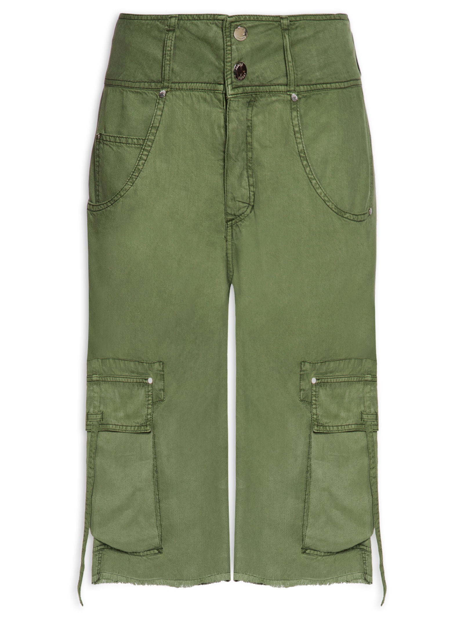 Bermuda Feminina Loose Tencel Confrei Verde Animale