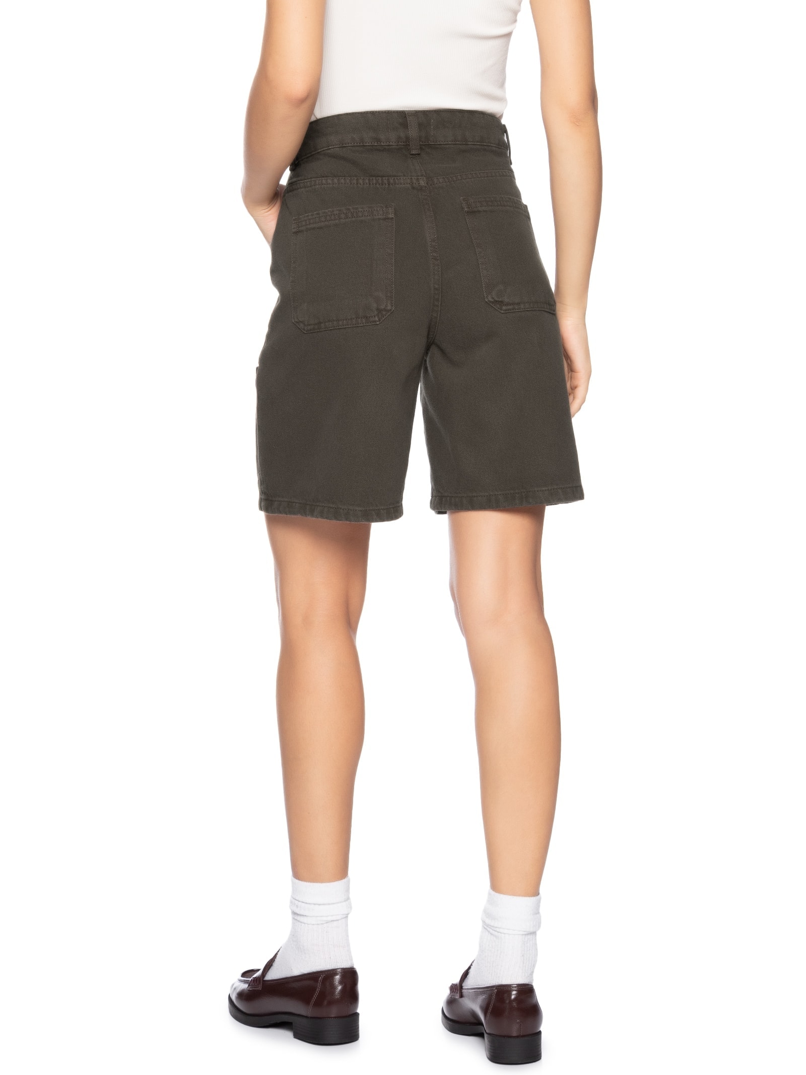 Bermuda Feminina Recortes Marrom Hering