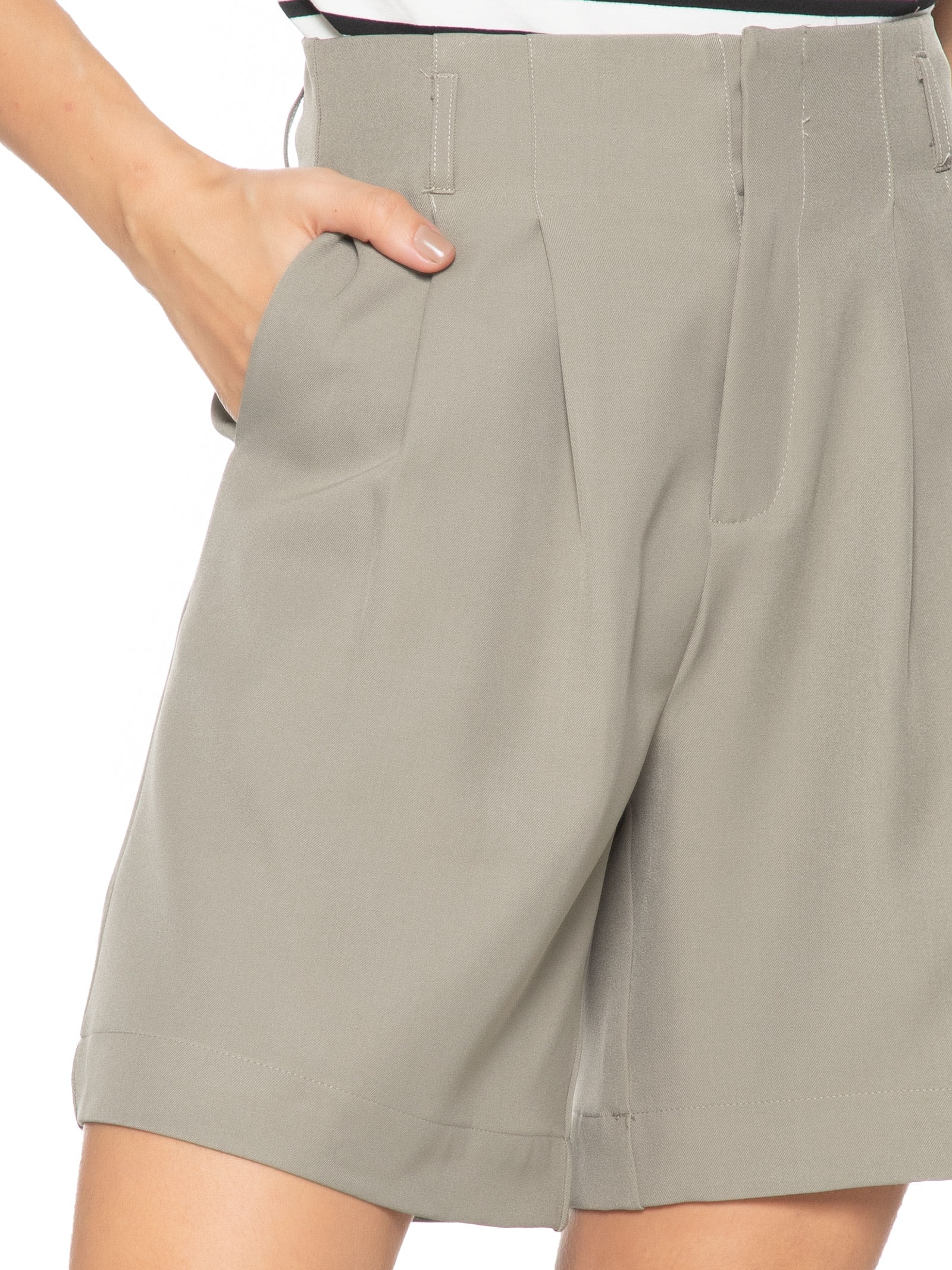 Bermuda Feminina Reta Cinza Hering