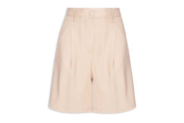 Bermuda Feminina Reta Com Bolso - Bege