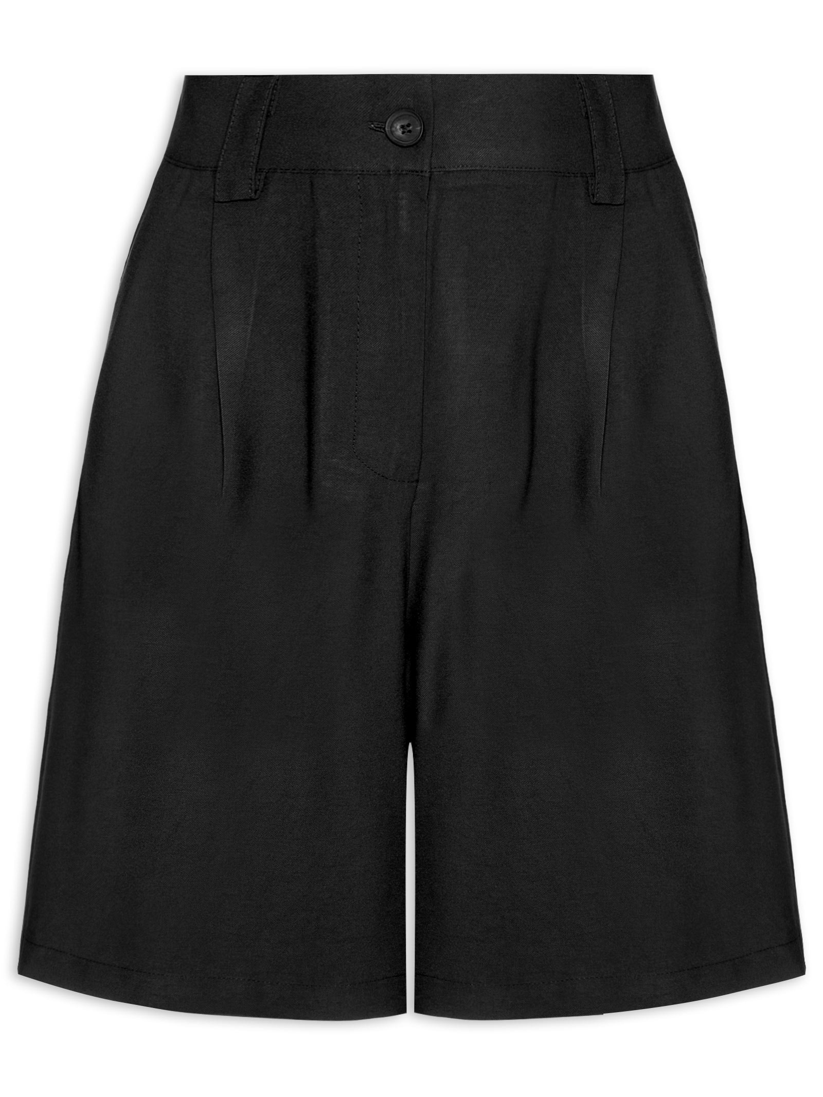 Bermuda Feminina Reta Com Bolso Preto Basiq