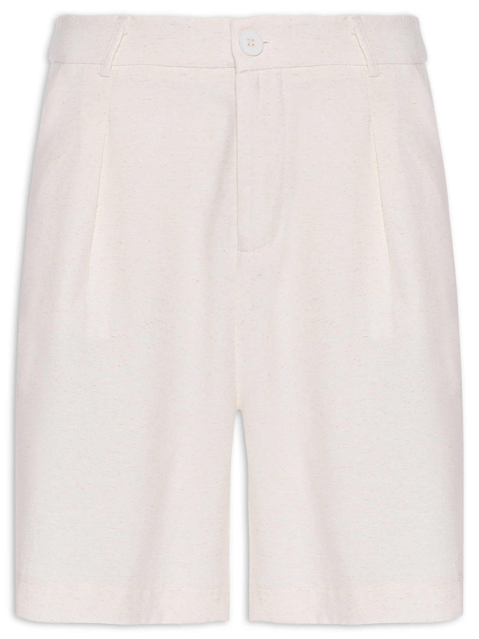 Bermuda Feminina Reta  Off White Basiq