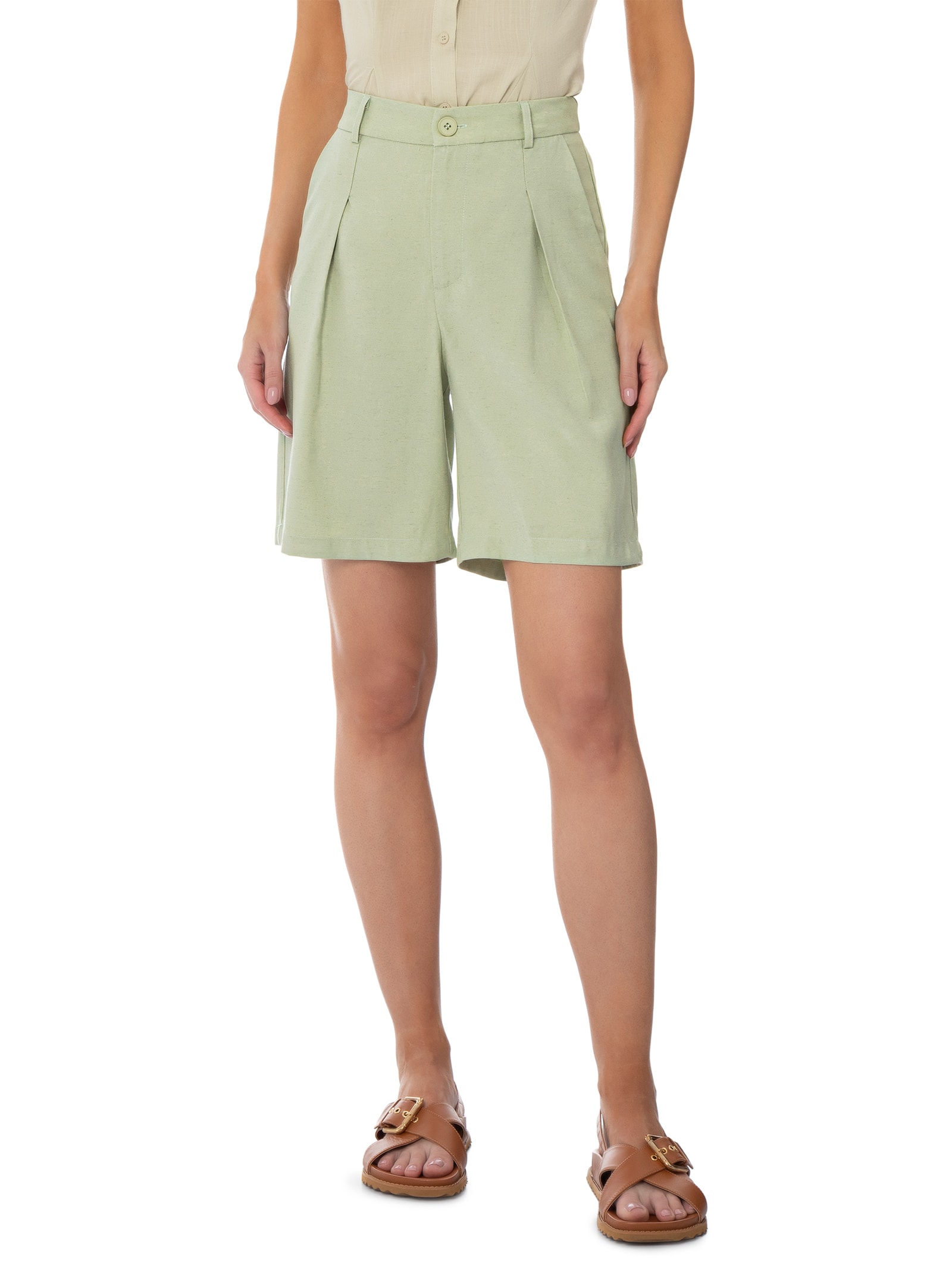 Bermuda Feminina Reta Verde Basiq