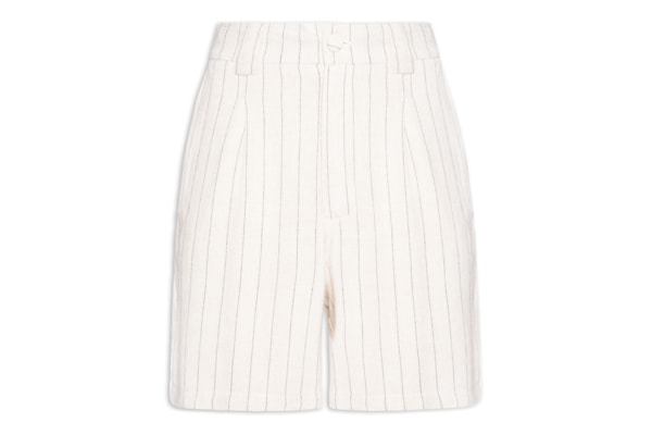 Bermuda Feminina Risca De Giz Com Linho - Bege