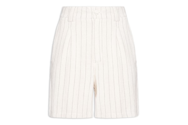 Bermuda Feminina Risca De Giz Com Linho - Bege