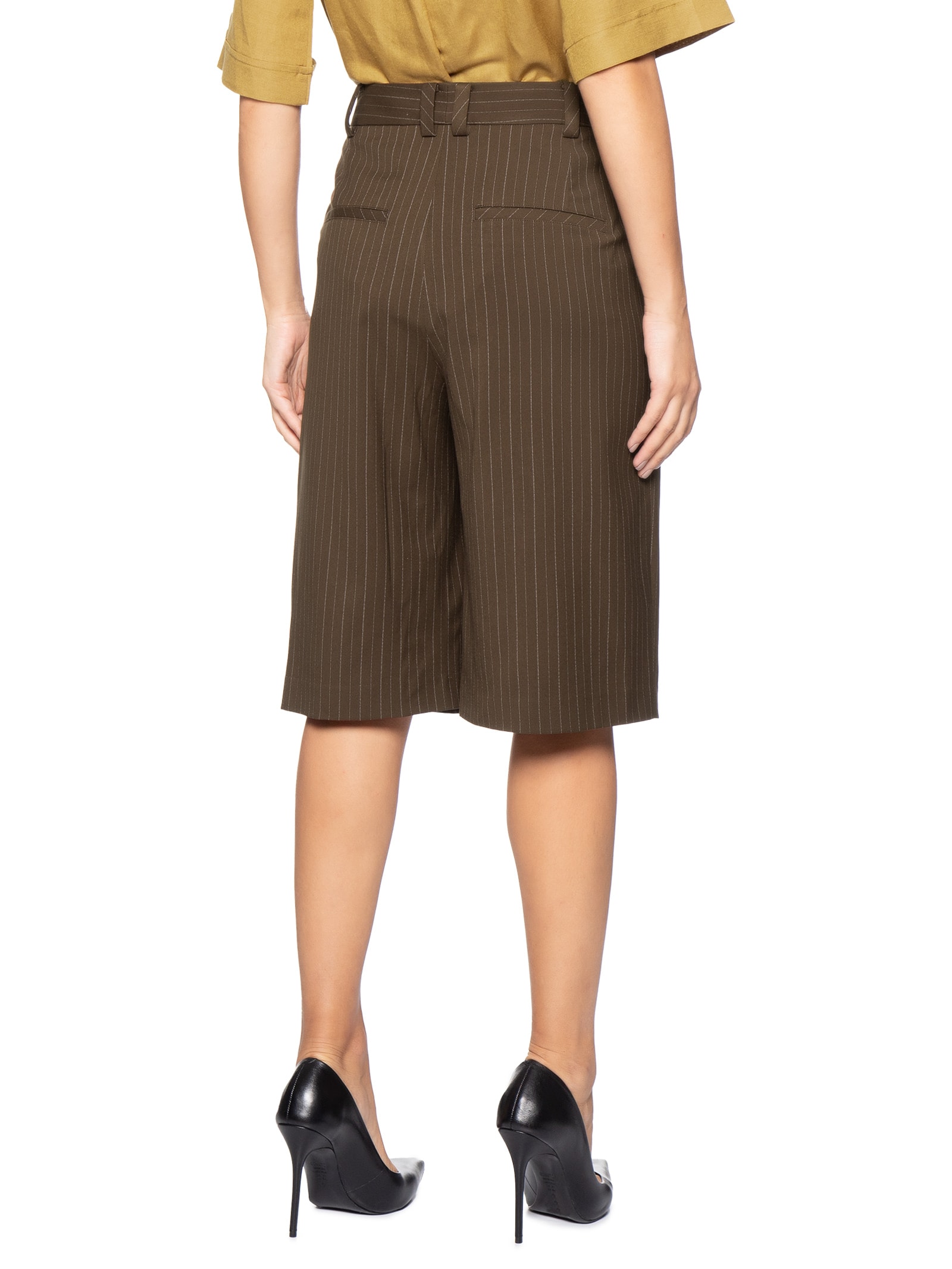 Bermuda Feminina Riscas Marrom Animale