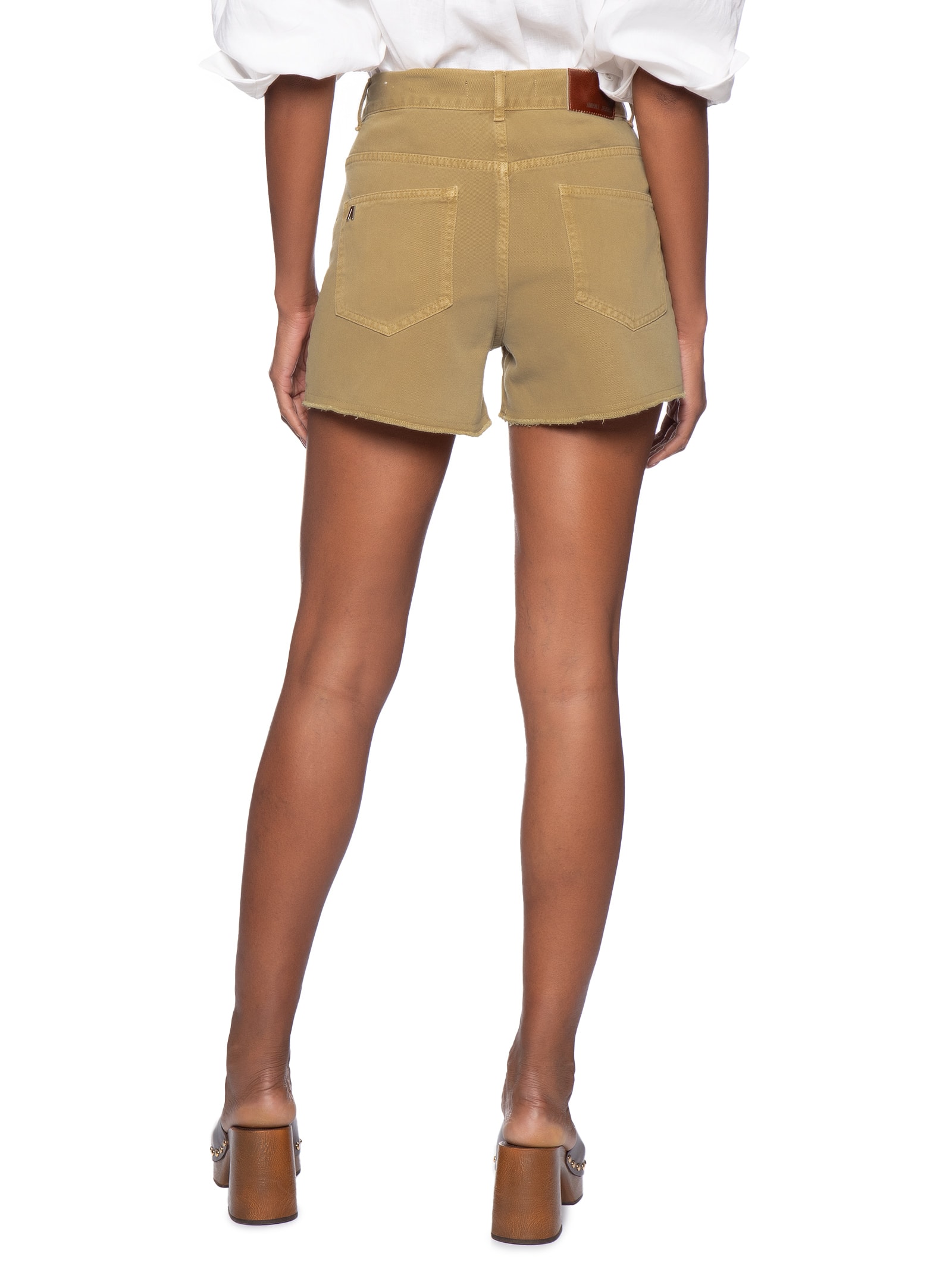 Bermuda Feminina Sarja Basic Com Bolso De Couro Verde Animale Jeans