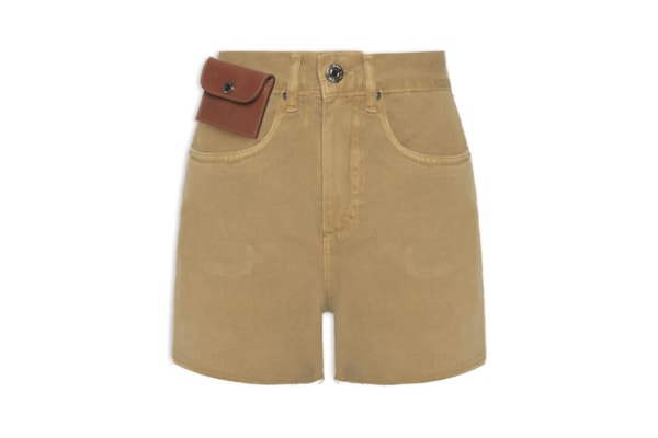 Bermuda Feminina Sarja Basic Com Bolso De Couro - Verde