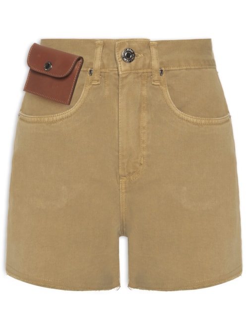 Bermuda Feminina Sarja Basic Com Bolso De Couro - Verde