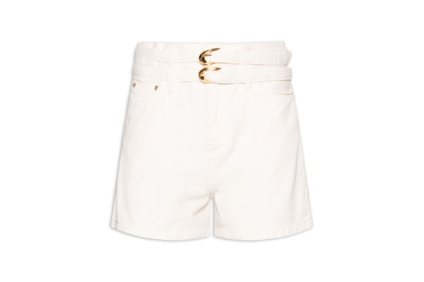 Bermuda Feminina Sarja Basic Double Cinto - Branco