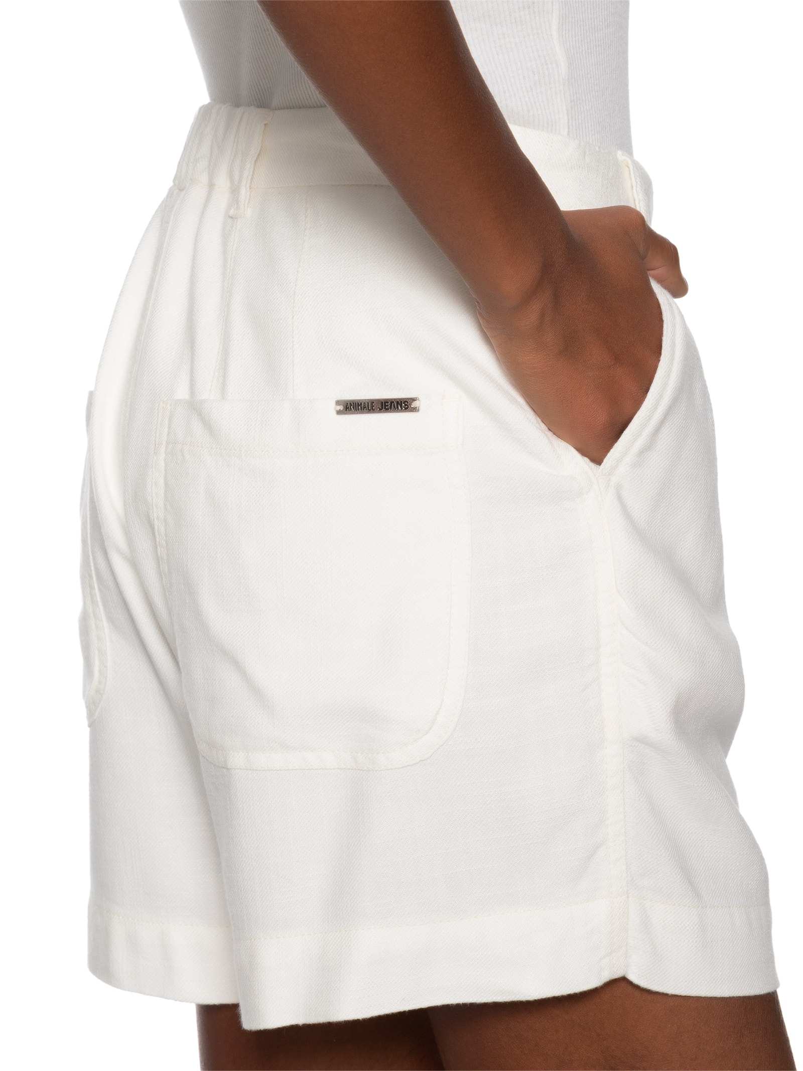 Bermuda Feminina Sarja Com Viscose Branco Animale Jeans