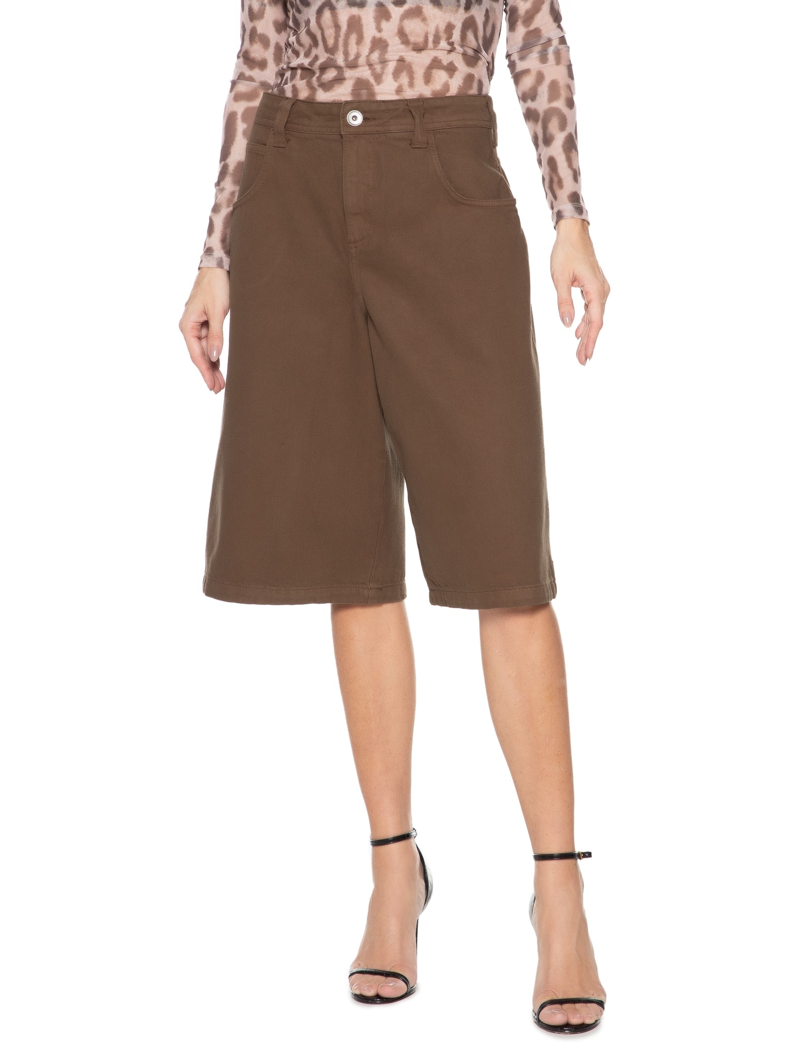 Bermuda Feminina Sarja Jade Marrom Colcci