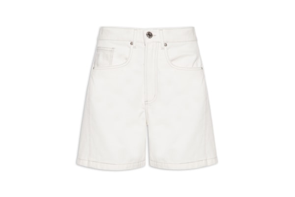 Bermuda Feminina Sarja Prega Lateral – Branco