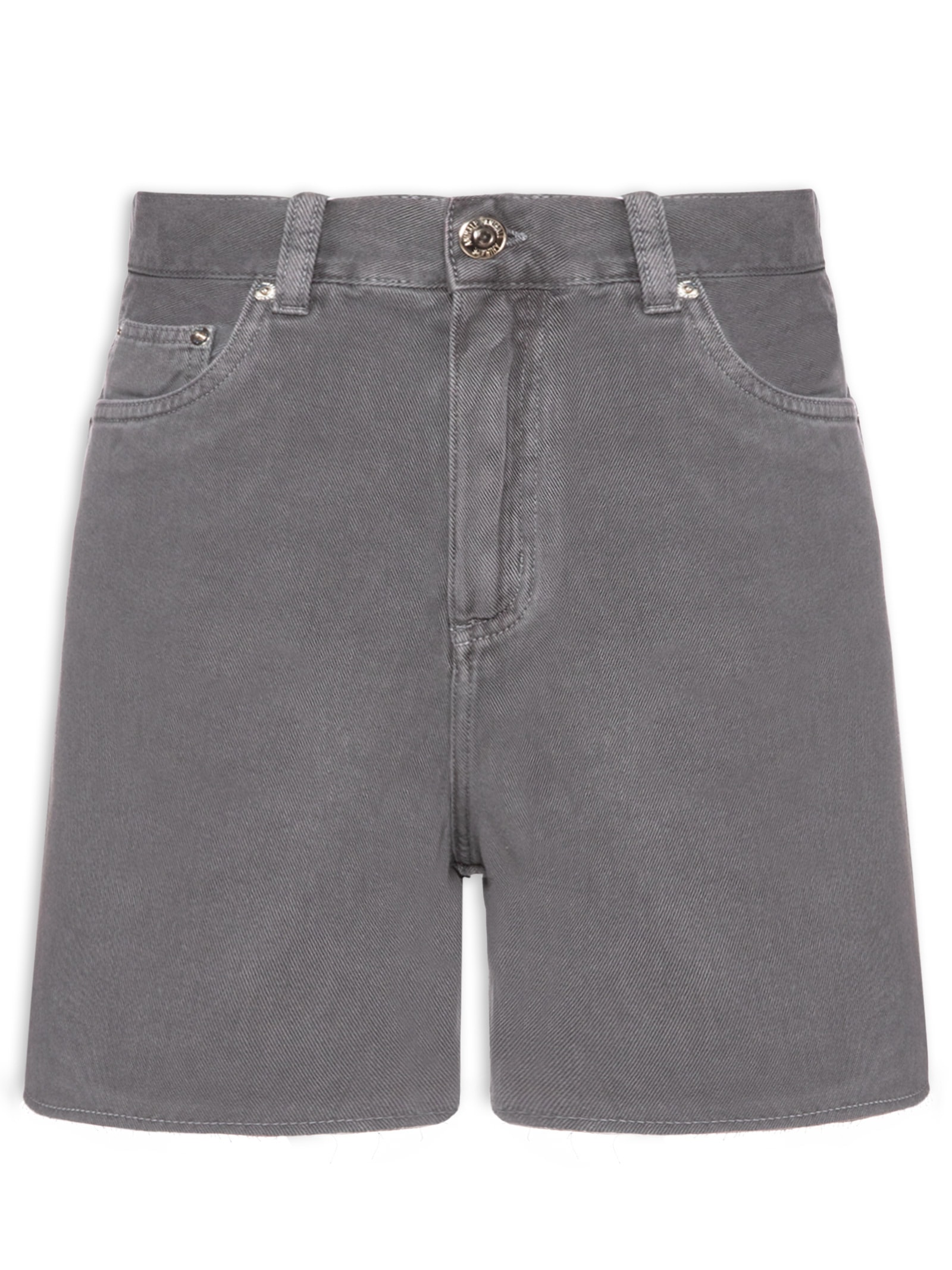 Bermuda Feminina Sarja Trapézio Stoned Cinza Animale Jeans