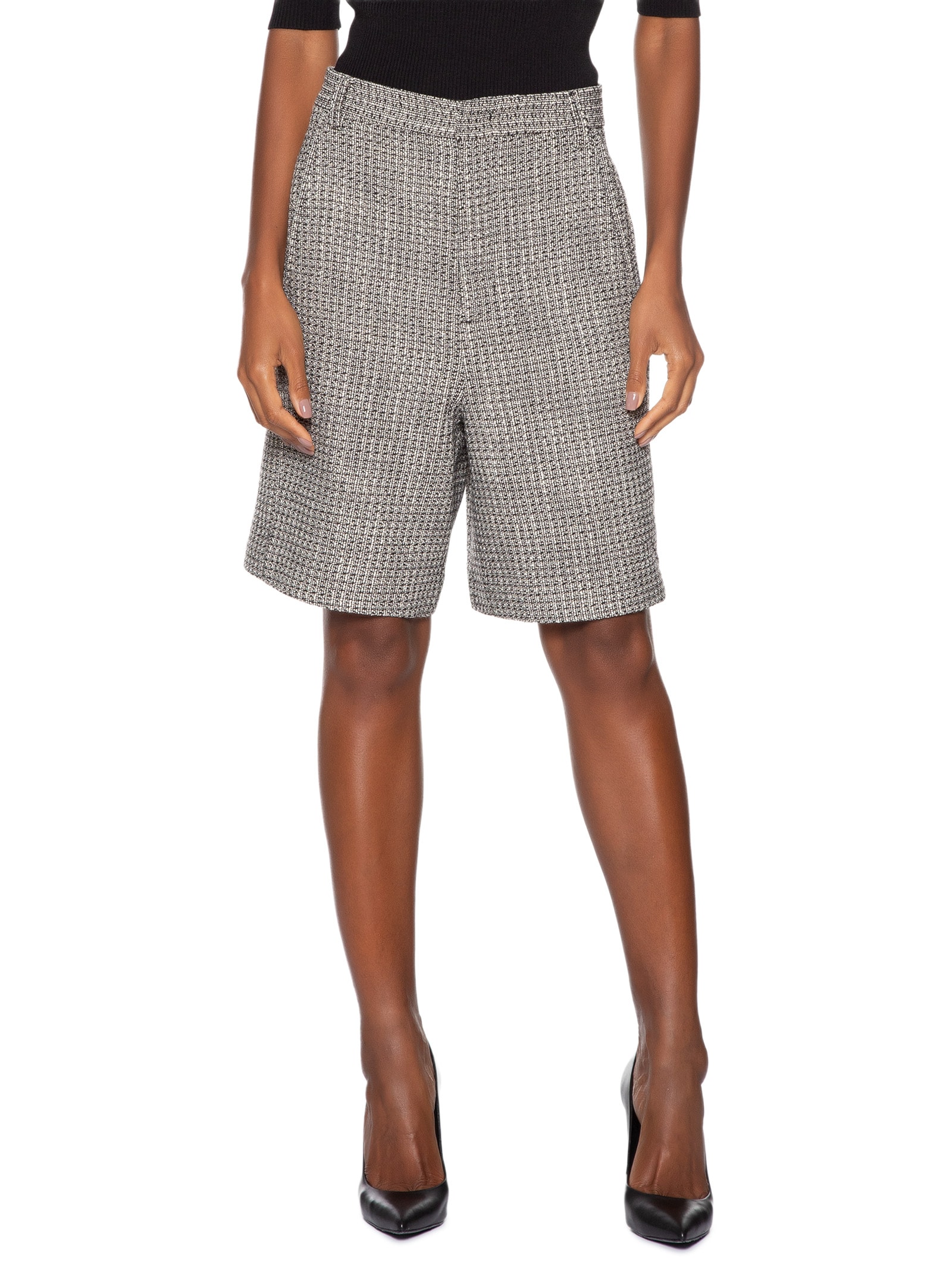 Bermuda Feminina Tweed Preto Animale