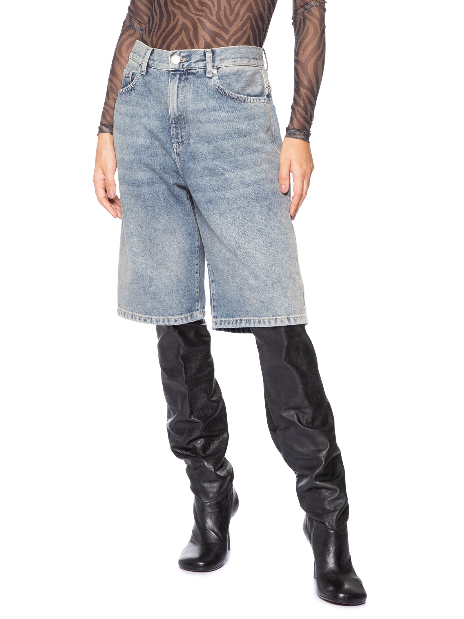 Bermuda Jeans Feminina Cintura Média Basic Azul Animale Jeans