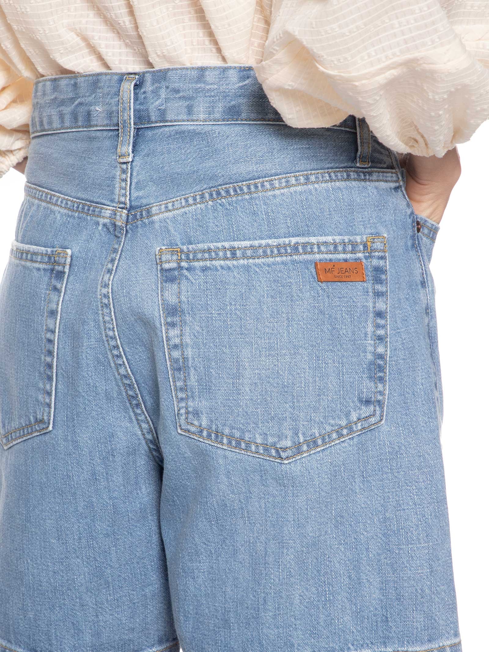 Bermuda Jeans Feminina Com Desgaste Azul Maria Filó