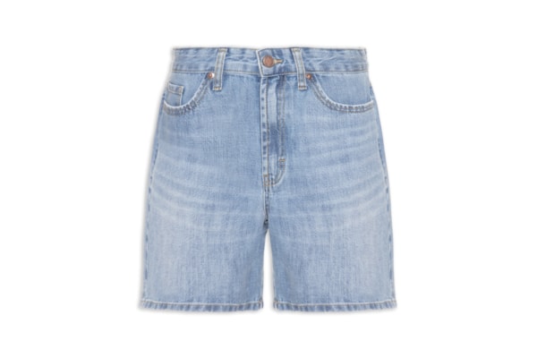 Bermuda Jeans Feminina Com Desgaste - Azul