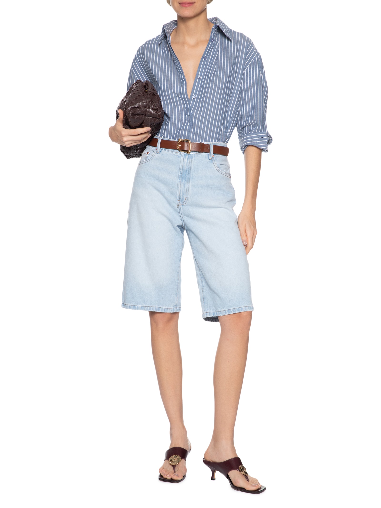 Bermuda Jeans Feminina Long Blue Azul Animale Jeans