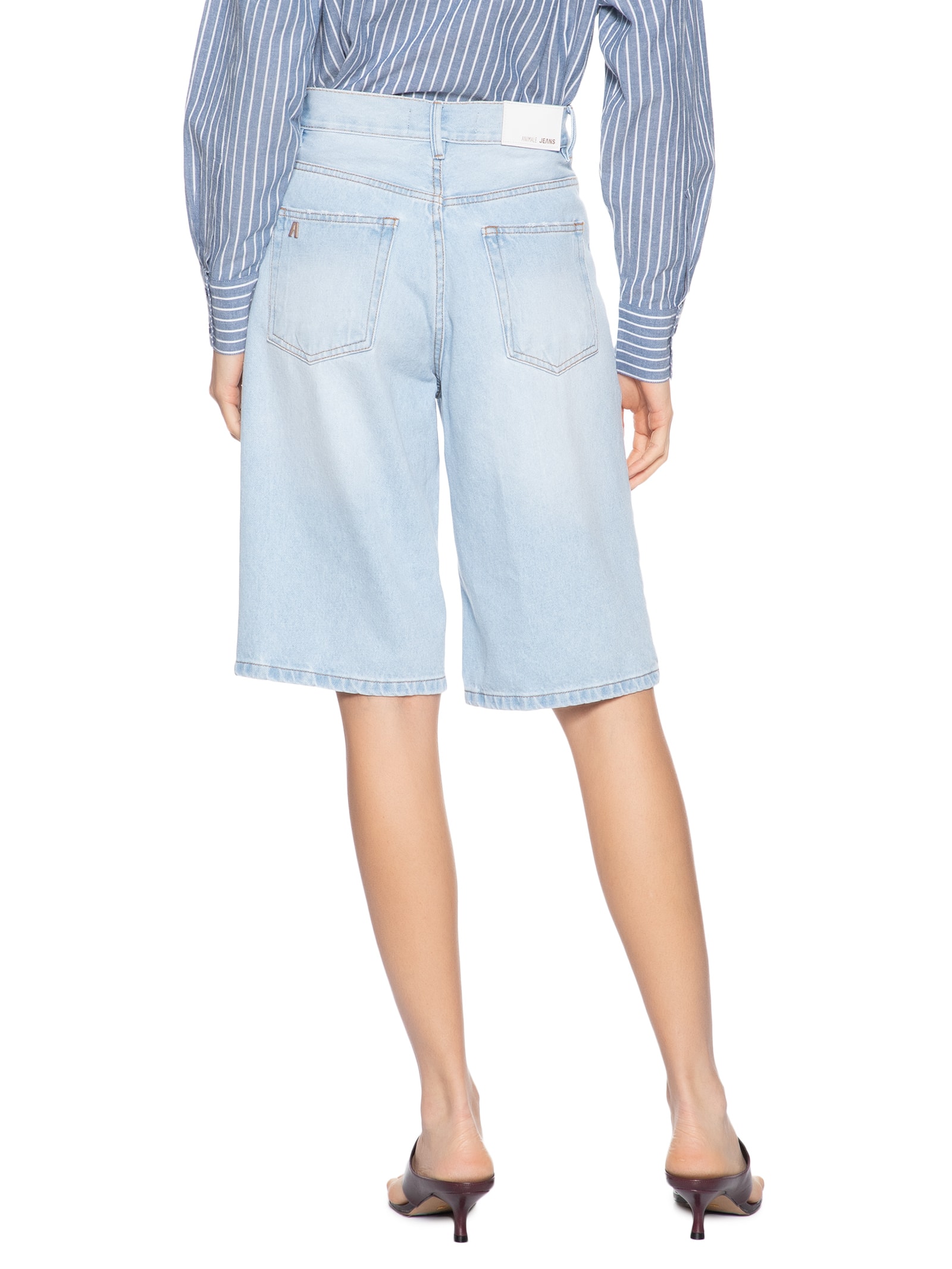 Bermuda Jeans Feminina Long Blue Azul Animale Jeans