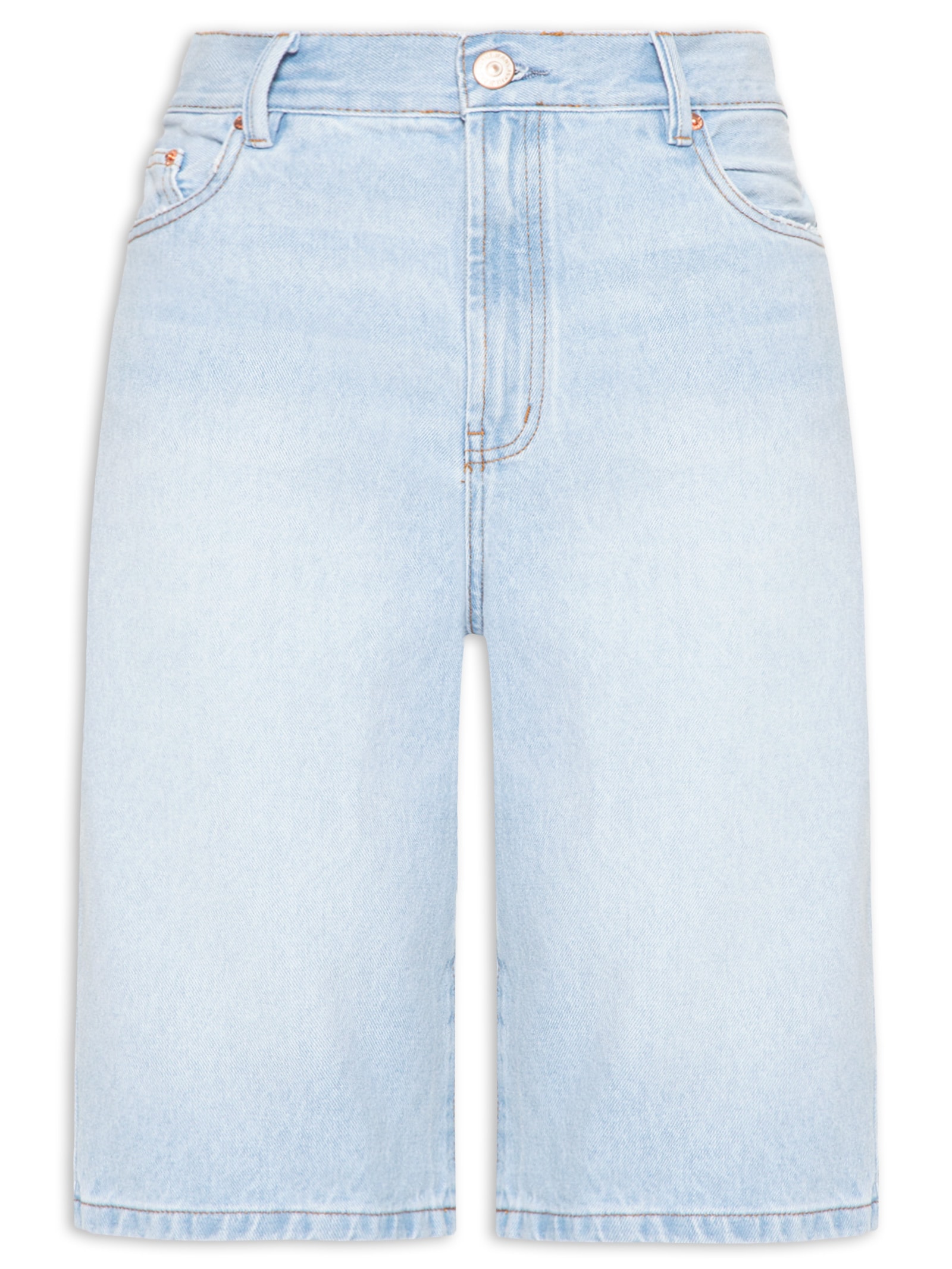 Bermuda Jeans Feminina Long Blue Azul Animale Jeans