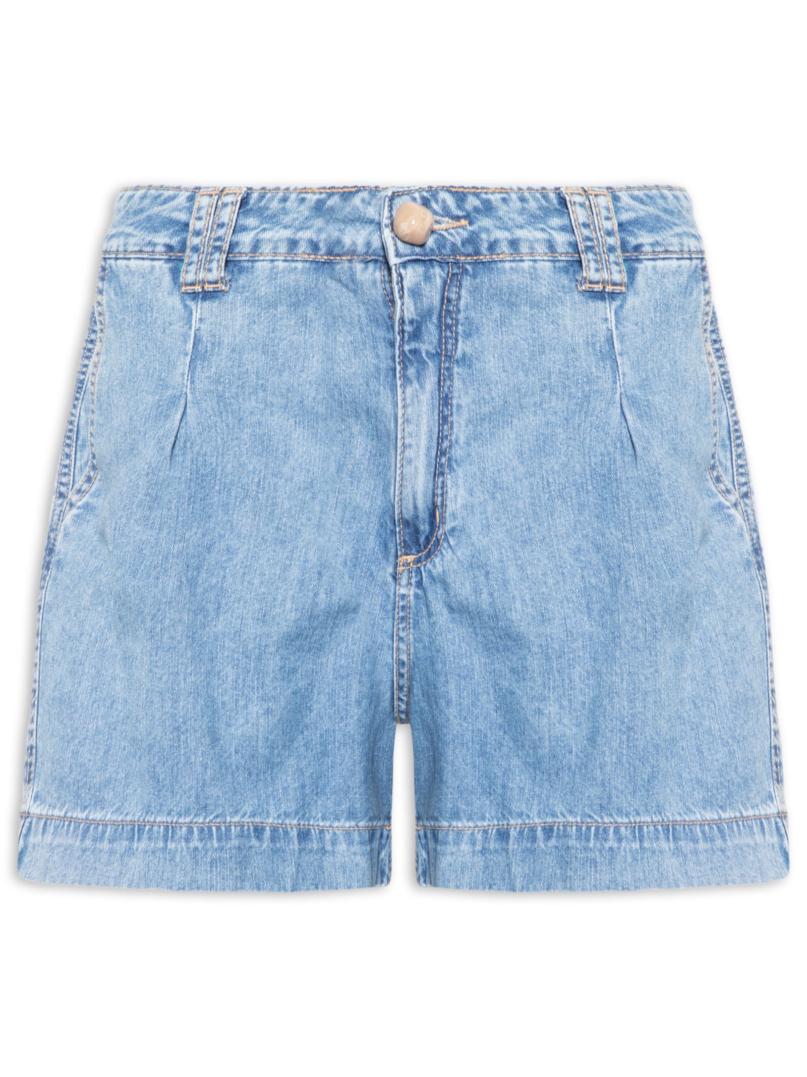 Bermuda Jeans Feminina Regular Cintura Média Azul Lança Perfume
