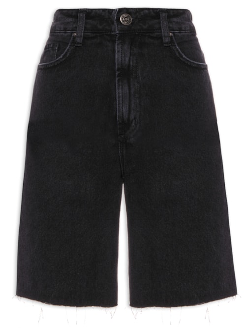 Bermuda Jeans Feminina Super High – Preto
