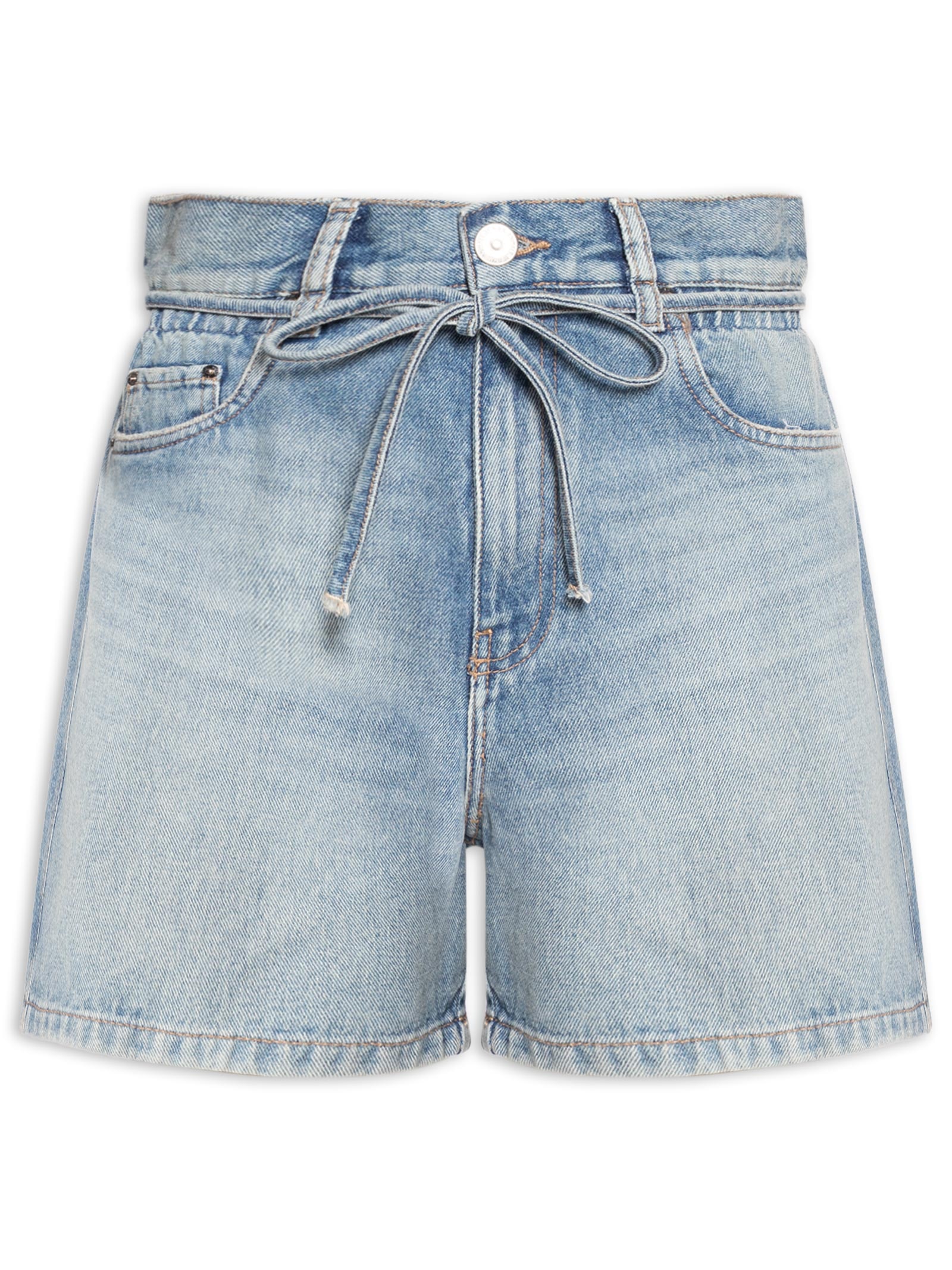 Bermuda Jeans Feminina Trapezio Com Elástico Azul Animale Jeans