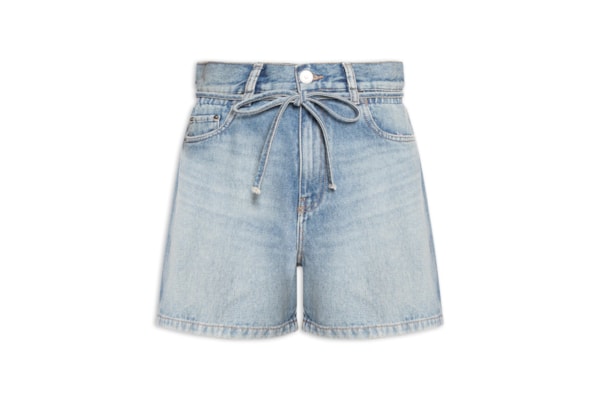 Bermuda Jeans Feminina Trapezio Com Elástico - Azul