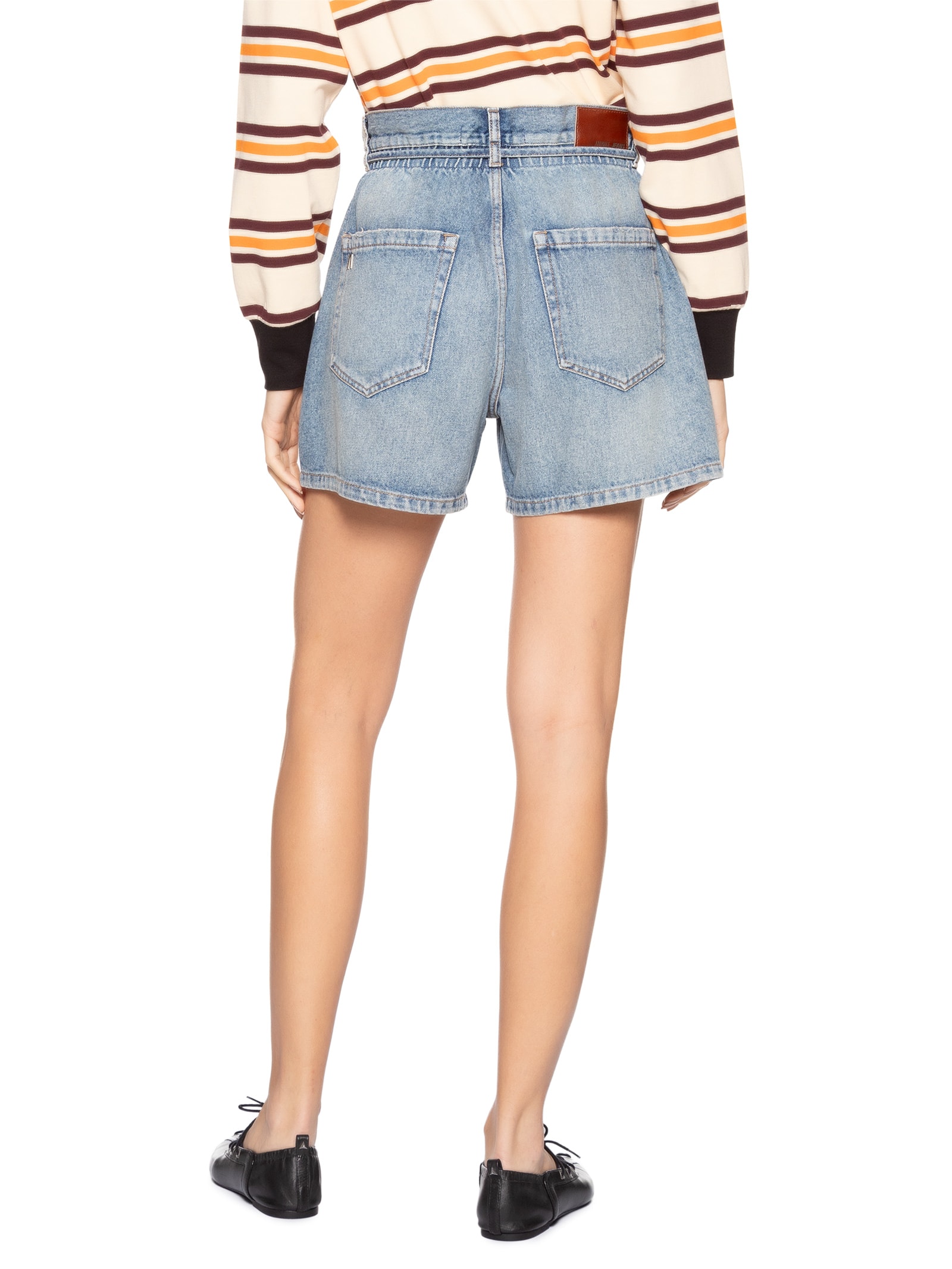 Bermuda Jeans Feminina Trapezio Com Elástico Azul Animale Jeans