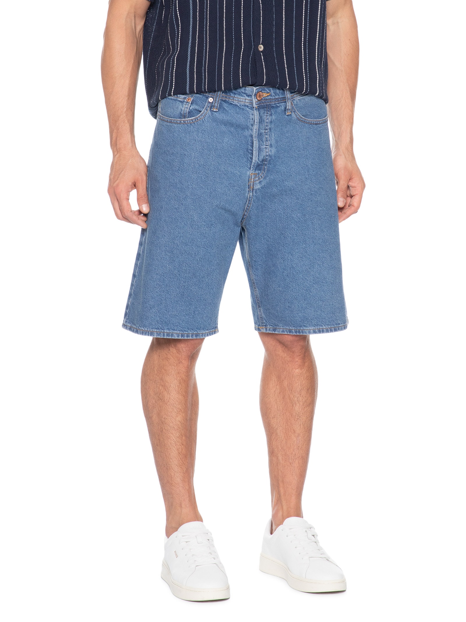 Bermuda Jeans Masculina Alex Original Azul Jack & Jones