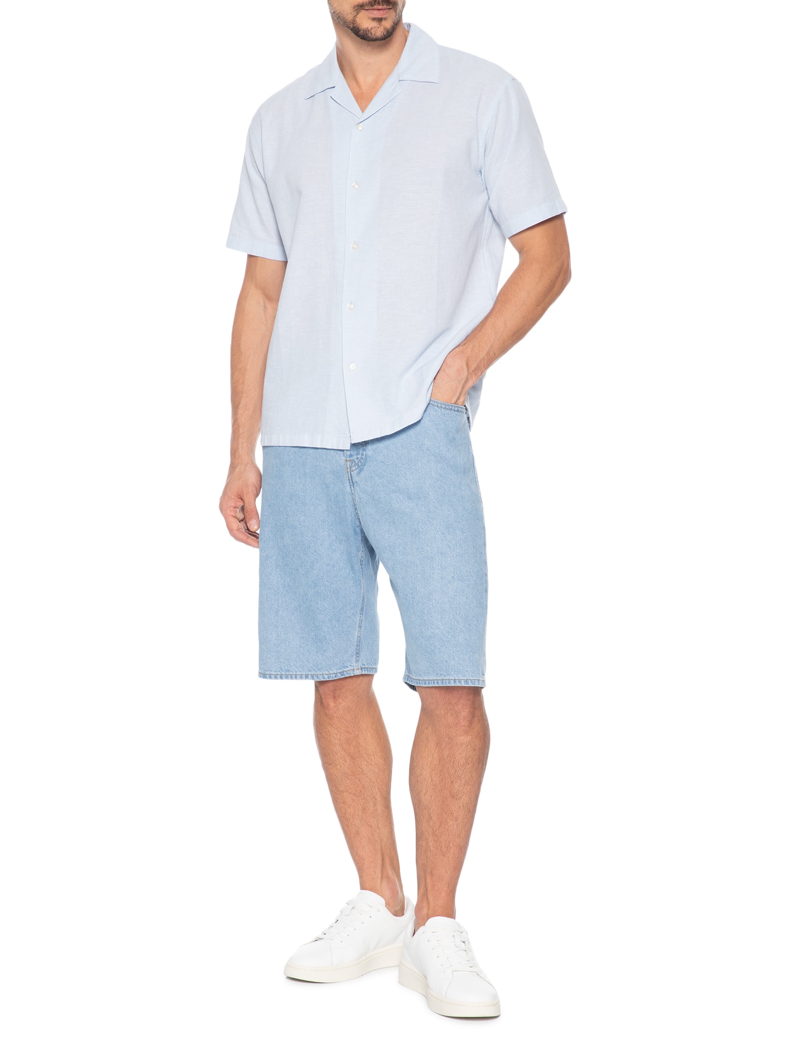 Bermuda Jeans Masculina Alex Original Azul Jack & Jones