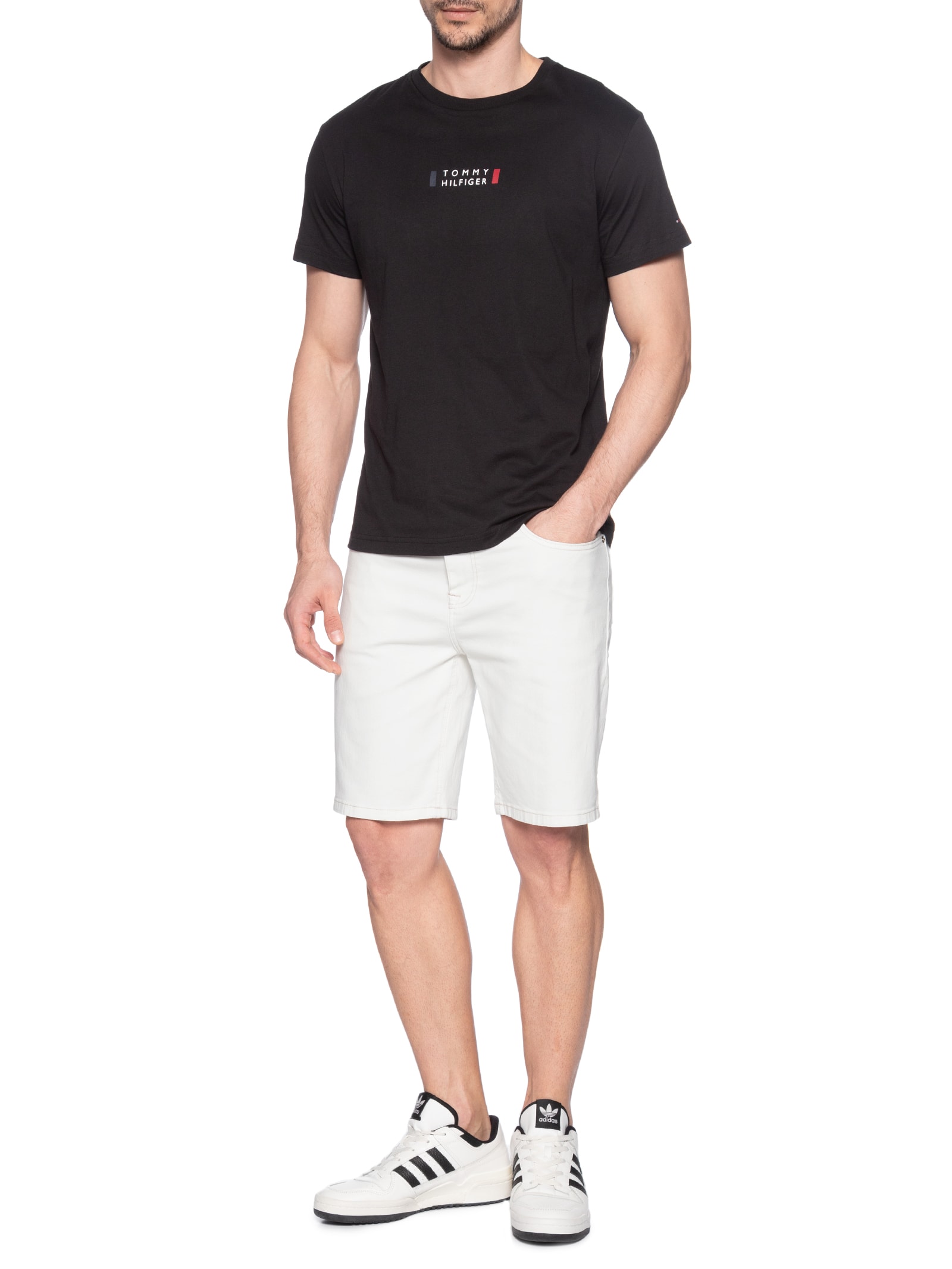 Bermuda Jeans Masculina Brooklyn Straight Branco Tommy Hilfiger