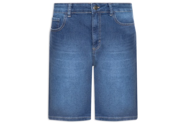 Bermuda Jeans Masculina Reta Fit Básica - Azul