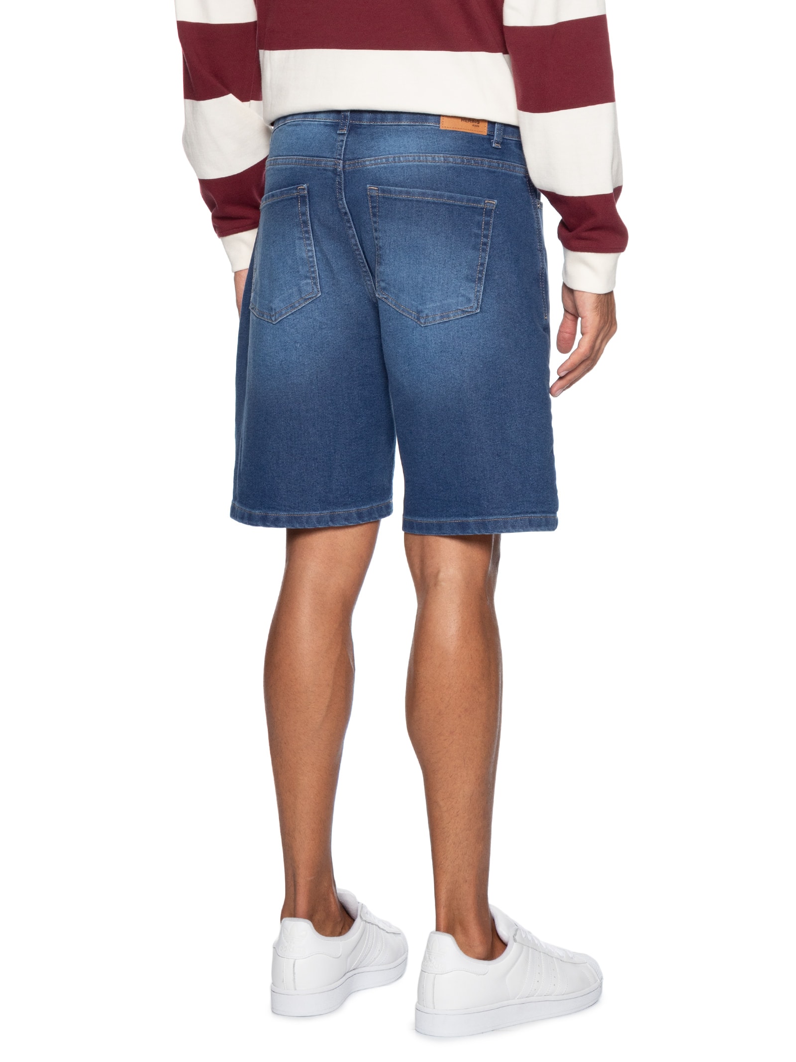 Bermuda Jeans Masculina Reta Fit Básica Azul Hering