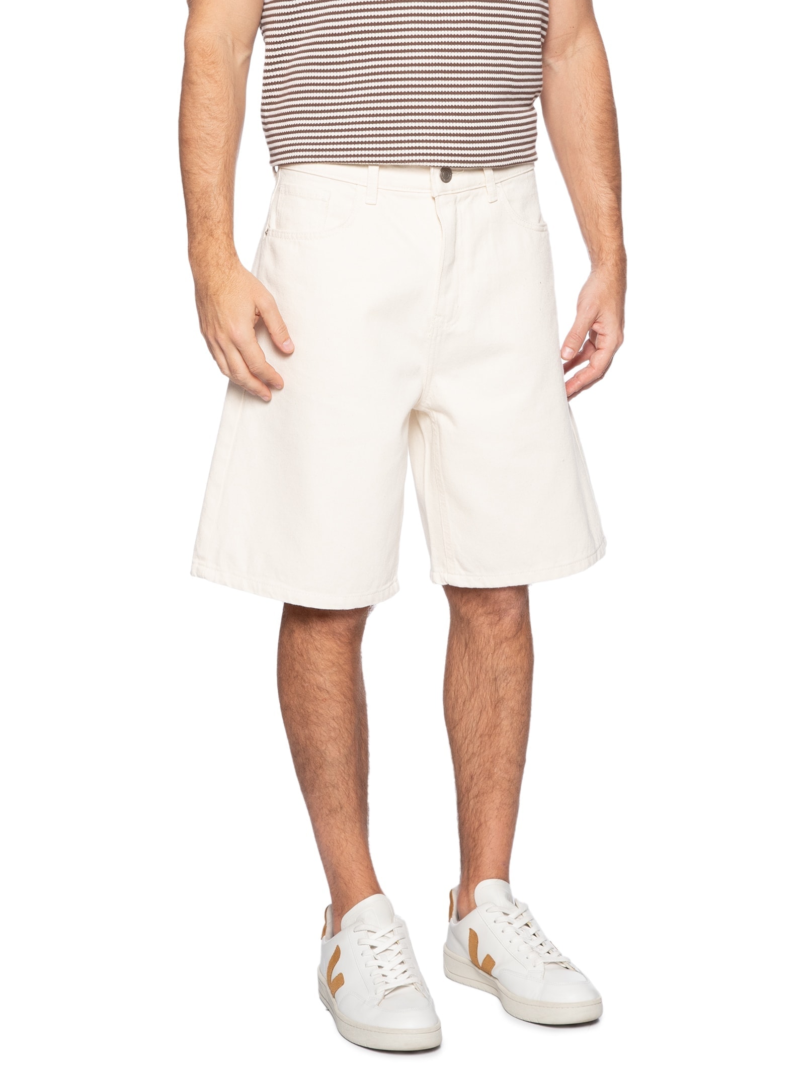 Bermuda Masculina 5 Pockets Reta Off White Hering