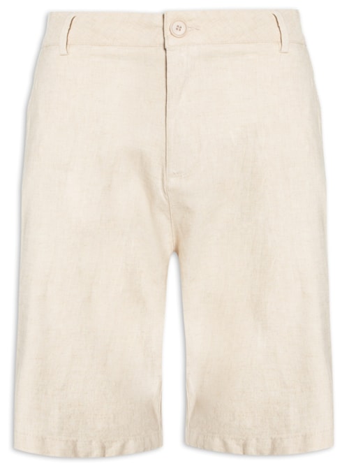 Bermuda Masculina Alfaiataria Basic Linen – Bege