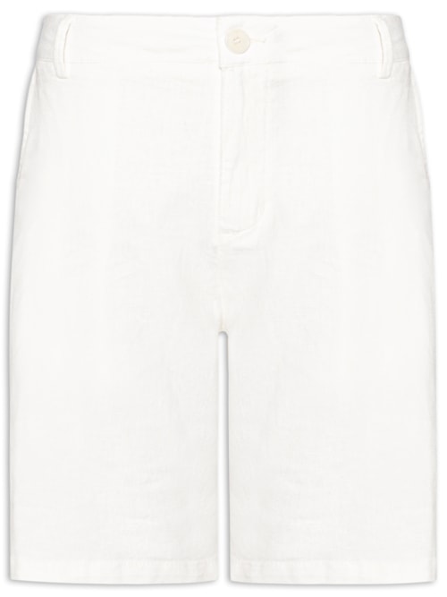 Bermuda Masculina Alfaiataria Basic Linen – Branco