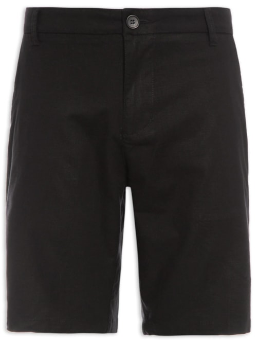 Bermuda Masculina Alfaiataria Basic Linen – Preto