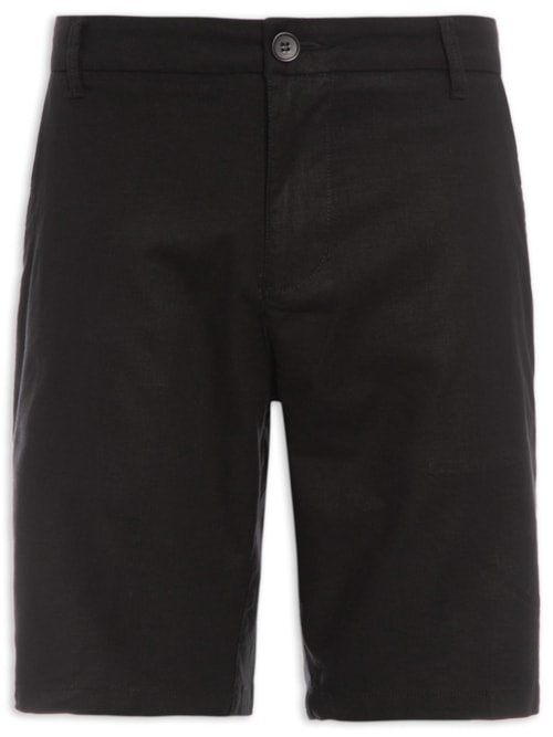 Bermuda Masculina Alfaiataria Basic Linen - Preto