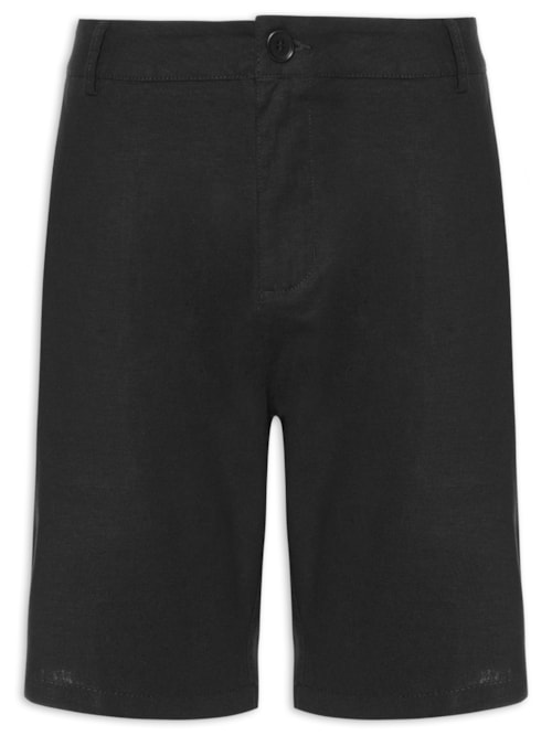 Bermuda Masculina Alfaiataria Basic Linen – Preto