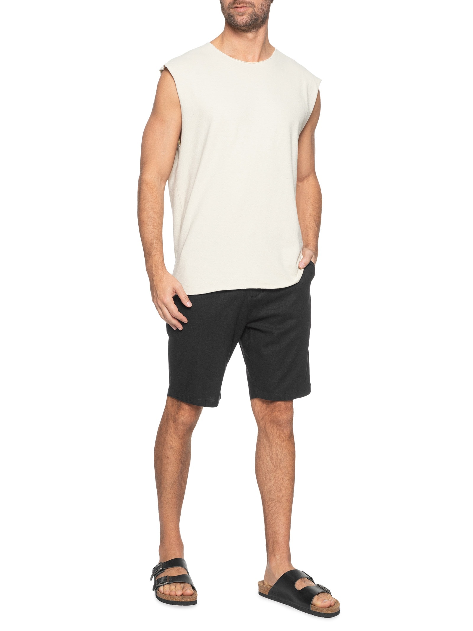Bermuda Masculina Alfaiataria  Basic Linen Preto Osklen