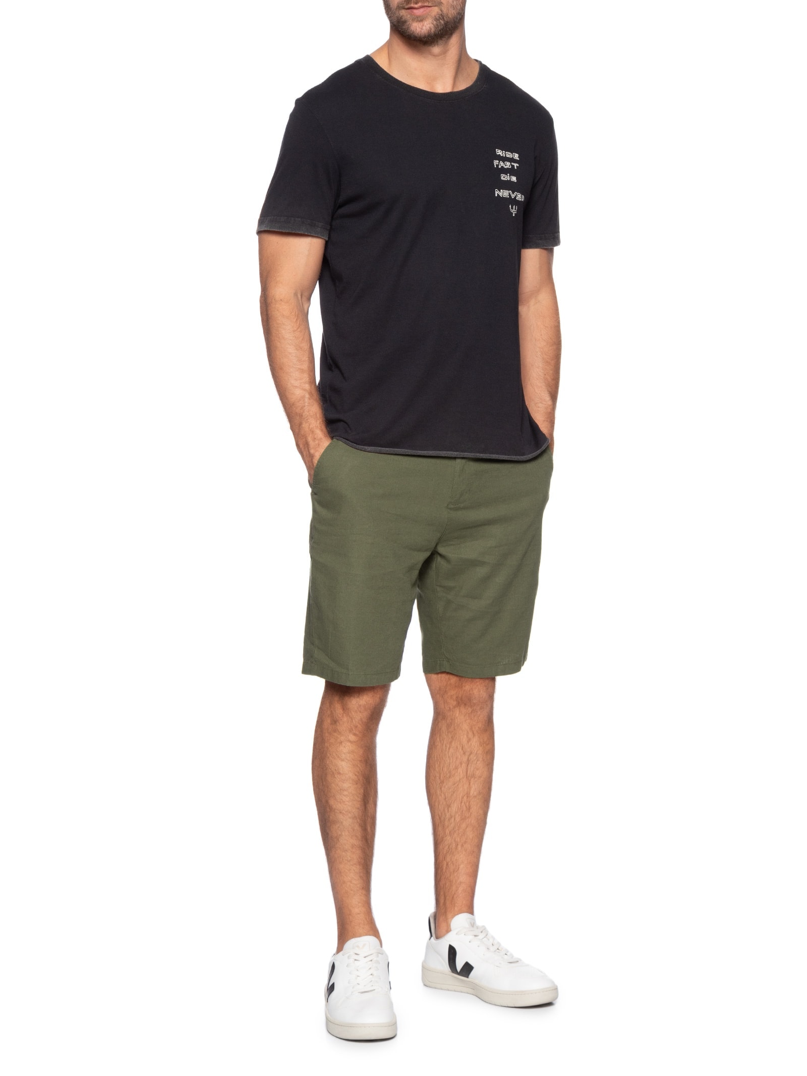 Bermuda Masculina Alfaiataria Basic Linen Verde Osklen