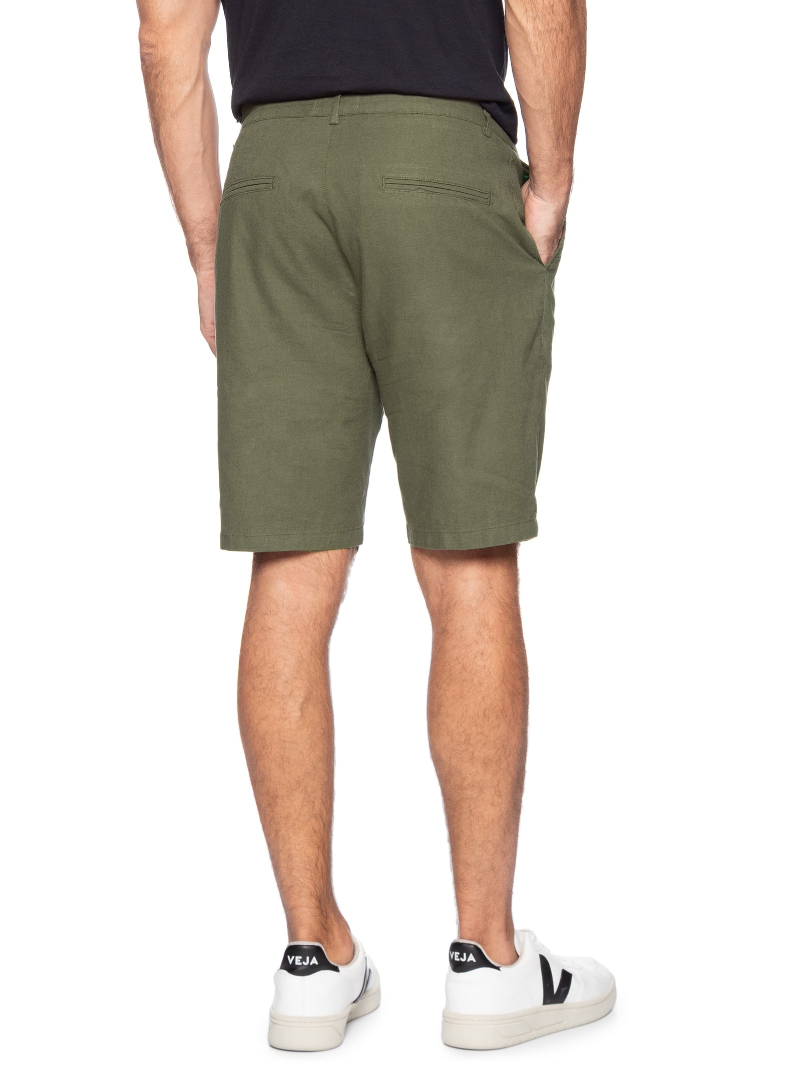 Bermuda Masculina Alfaiataria Basic Linen Verde Osklen